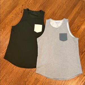 BYLT Basics LUX Drop-Cut Pocket Tank Bundle of Two - Men's size large